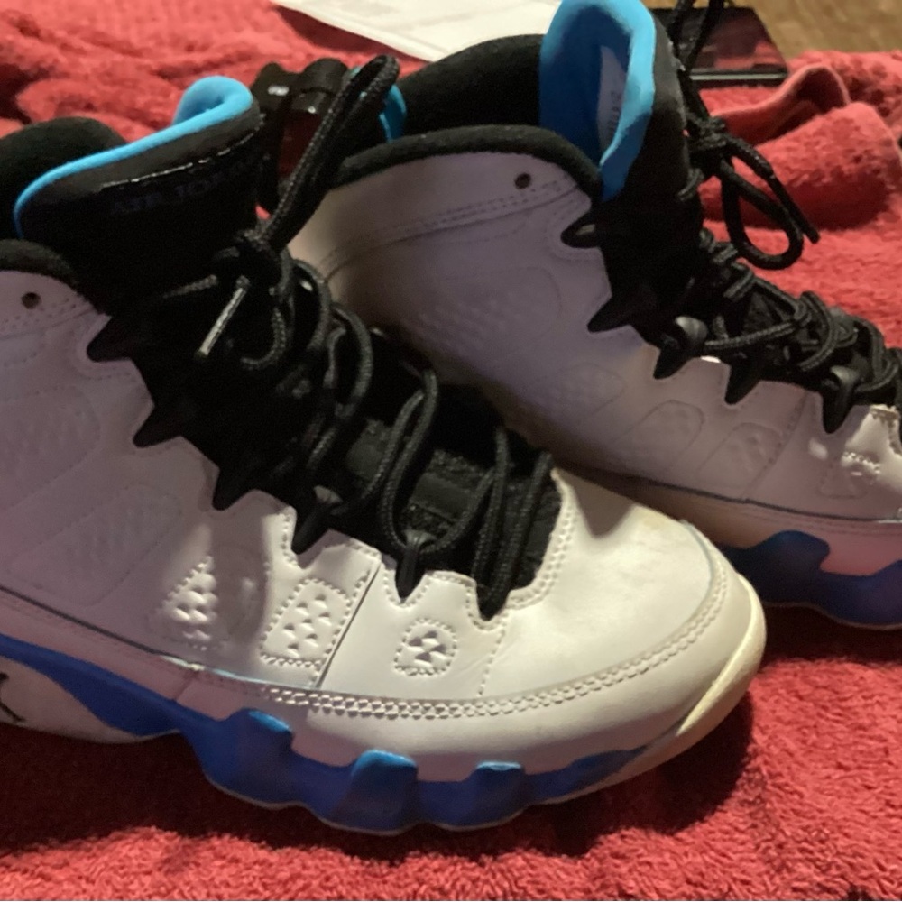 Jordan Kids White and Blue High-Top Sneakers